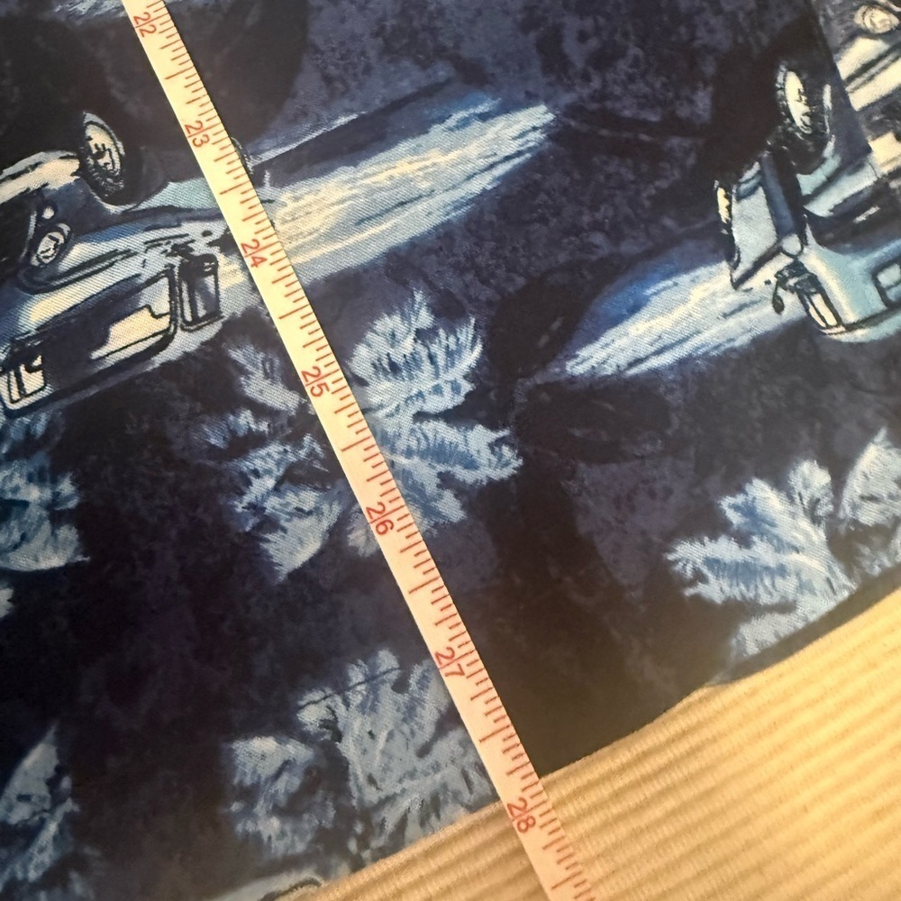 Puritan Hawaiian Shirt Men’s M 38-40 Rayon Cars Palm Trees Navy Blue - Picture 3 of 7